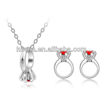 Ruby Ring Schmuck Set Halskette und Ringe Schmuck Set Homosexuell Männer Ring Schmuck Set